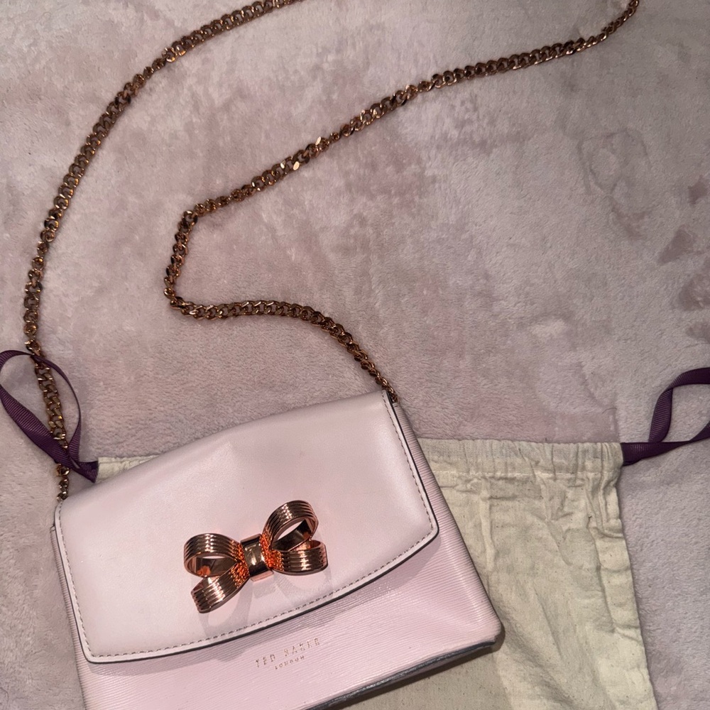 Ted Baker Light Pink Crossbody Bag with Metallic Bow